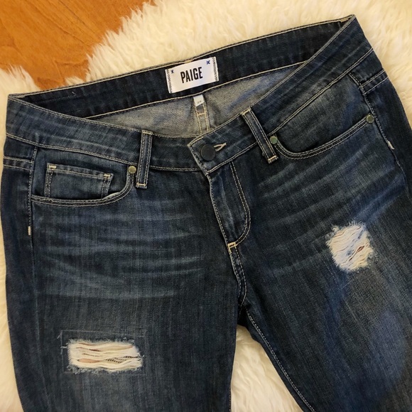 PAIGE Jimmy Jimmy Skinny Distressed Boyfriend Jeans in Riot - Picture 6 of 9